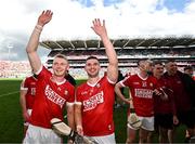 7 July 2024; Shane Barrett, left, and Shane Kingston of Cork after the GAA Hurling All-Ireland Senior Championship semi-final match between Limerick and Cork at Croke Park in Dublin. Photo by Stephen McCarthy/Sportsfile