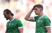 7 July 2024; Limerick players David Reidy, right, and Tom Morrissey after their side's defeat in the GAA Hurling All-Ireland Senior Championship semi-final match between Limerick and Cork at Croke Park in Dublin. Photo by Seb Daly/Sportsfile