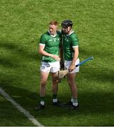7 July 2024; Dejected Limerick players Will O'Donoghue, left, and Diarmaid Byrnes after the GAA Hurling All-Ireland Senior Championship semi-final match between Limerick and Cork at Croke Park in Dublin. Photo by Daire Brennan/Sportsfile