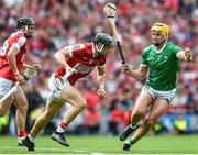 7 July 2024; Mark Coleman of Cork in action against Kyle Hayes of Limerick during the GAA Hurling All-Ireland Senior Championship semi-final match between Limerick and Cork at Croke Park in Dublin. Photo by John Sheridan/Sportsfile