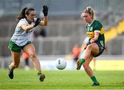 6 July 2024; Niamh Ní Chonchúir of Kerry in action against Kerrie Cole of Meath during the TG4 All-Ireland Ladies Football Senior Championship quarter-final match between Kerry and Meath at Austin Stack Park in Tralee, Kerry. Photo by Tyler Miller/Sportsfile