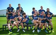 8 July 2024; The Ireland Men's Rugby Sevens Squad, back row, from left, Jordan Conroy, Jack Kelly, Bryan Mollen, Chay Mullins, Zac Ward, Terry Kennedy and Mark Roche, with, front row, from left, Gavin Mullin, Andrew Smith, Hugo Lennox, Harry McNulty, Hugo Keenan, Niall Comerford and Sean Cribbin during the Team Ireland Paris 2024 team training for Rugby Sevens ahead of the Paris 2024 Olympic Games at the IRFU Outdoor Pitch on the Sport Ireland Campus in Dublin. Photo by Ramsey Cardy/Sportsfile