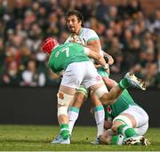 6 July 2024; Eben Etzebeth of South Africa is tackled by Josh van der Flier of Ireland during the first test between South Africa and Ireland at Loftus Versfeld Stadium in Pretoria, South Africa. Photo by Brendan Moran/Sportsfile