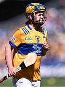 6 July 2024; Emma Flynn, Tulsk NS, Castlerea, Roscommon, representing Clare during the GAA INTO Cumann na mBunscol Respect Exhibition Go Games at the GAA Hurling All-Ireland Senior Championship semi-final match between Kilkenny and Clare at Croke Park in Dublin. Photo by Piaras Ó Mídheach/Sportsfile