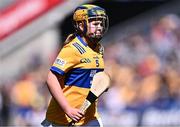 6 July 2024; Emma Flynn, Tulsk NS, Castlerea, Roscommon, representing Clare during the GAA INTO Cumann na mBunscol Respect Exhibition Go Games at the GAA Hurling All-Ireland Senior Championship semi-final match between Kilkenny and Clare at Croke Park in Dublin. Photo by Piaras Ó Mídheach/Sportsfile