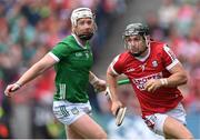 7 July 2024; Mark Coleman of Cork and Cian Lynch of Limerick during the GAA Hurling All-Ireland Senior Championship semi-final match between Limerick and Cork at Croke Park in Dublin. Photo by Stephen McCarthy/Sportsfile