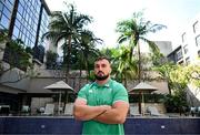 9 July 2024; Rónan Kelleher poses for a portrait during an Ireland Rugby Media Conference at the Garden Court Hotel in Durban, South Africa. Photo by Brendan Moran/Sportsfile