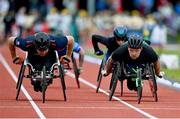 9 July 2024; Ben Rowlings of Great Britain, right, leads the field in the Ian Jagoe Memorial 800m T54 men's wheelchair final during the Cork City Sports at MTU Athletics Track in Cork. Photo by Tyler Miller/Sportsfile