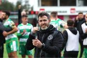 9 July 2024; Shamrock Rovers manager Stepehn Bradley after the UEFA Champions League First Qualifying Round First Leg match between Vikingur Reykjavik and Shamrock Rovers at Víkingsvöllur in Reykjavik, Iceland. Photo by Haflidi Breidfjord/Sportsfile