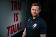 10 July 2024; Manager Damien Duff stands for a portrait before a Shelbourne media conference at Tolka Park in Dublin. Photo by Seb Daly/Sportsfile