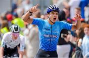 10 July 2024; Brendan Luongo of Hot Tubes team after winning stage two of the 2024 Junior Tour of Ireland at the West Clare stage in Clare. Photo by Stephen McMahon/Sportsfile