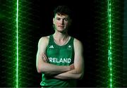 1 July 2024; (EDITORS NOTE: A special effects camera filter was used for this image.) Luke McCann during the Team Ireland Paris 2024 team announcement for Athletics at the Crowne Plaza Hotel in Blanchardstown, Dublin. Photo by Sam Barnes/Sportsfile