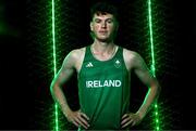 1 July 2024; (EDITORS NOTE: A special effects camera filter was used for this image.) Luke McCann during the Team Ireland Paris 2024 team announcement for Athletics at the Crowne Plaza Hotel in Blanchardstown, Dublin. Photo by Sam Barnes/Sportsfile