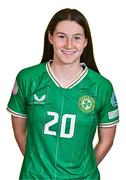 9 July 2024; Hazel Donegan during a Republic of Ireland Women's Under-19 squad portrait session at the Pillo Hotel in Ashbourne, Meath. Photo by Ben McShane/Sportsfile