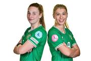 9 July 2024; Ellen Dolan, left, and Jessica Fitzgerald during a Republic of Ireland Women's Under-19 squad portrait session at the Pillo Hotel in Ashbourne, Meath. Photo by Ben McShane/Sportsfile