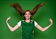 11 July 2024; 200m runner Molly Daly of the Irish U18 Athletics Squad is pictured at a team day hosted on the Sport Ireland Campus in Dublin in advance of the upcoming U18 European Athletics Championships taking place in Banska Bystrica, Slovakia from 18-21 July 2024. Photo by Piaras Ó Mídheach/Sportsfile