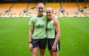 11 July 2024; Megan Connolly, left, and Denise O'Sullivan during a Republic of Ireland women's training session at Carrow Road in Norwich, England. Photo by Stephen McCarthy/Sportsfile