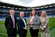 11 July 2024; Poc Fada Hall of Fame 2024 recipients Gerry Goodwin and Denise Lynch with Ard Stiúrthóir of the GAA Tom Ryan and Munster camogie Chairperson Christine Ryan during the launch at Croke Park in Dublin. Photo by David Fitzgerald/Sportsfile