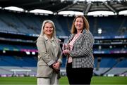 11 July 2024; Poc Fada Hall of Fame 2024 recipient Denise Lynch with Munster camogie Chairperson Christine Ryan during the launch at Croke Park in Dublin. Photo by David Fitzgerald/Sportsfile
