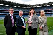 11 July 2024; Poc Fada Hall of Fame 2024 recipients Gerry Goodwin and Denise Lynch with Ard Stiúrthóir of the GAA Tom Ryan and Munster camogie Chairperson Christine Ryan during the launch at Croke Park in Dublin. Photo by David Fitzgerald/Sportsfile