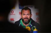 11 July 2024; Head coach Andy Farrell speaks to the media during an Ireland rugby media conference at the Garden Court Hotel in Durban, South Africa. Photo by Brendan Moran/Sportsfile