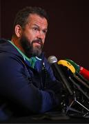 11 July 2024; Head coach Andy Farrell speaks to the media during an Ireland rugby media conference at the Garden Court Hotel in Durban, South Africa. Photo by Brendan Moran/Sportsfile