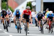 11 July 2024; Gabriel Tilli of Ignite Canada team at the finish of stage three of the 2024 Junior Tour of Ireland at the Burren stage in Clare. Photo by Stephen McMahon/Sportsfile