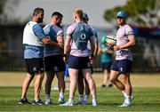 12 July 2024; Head coach Andy Farrell, left, with Rónan Kelleher, Jamie Osborne, assistant coach Andrew Goodman and Jack Crowley during an Ireland rugby captain's run at Northwood College in Durban, South Africa. Photo by Brendan Moran/Sportsfile
