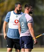 12 July 2024; Head coach Andy Farrell, left, and Rónan Kelleher during an Ireland rugby captain's run at Northwood College in Durban, South Africa. Photo by Brendan Moran/Sportsfile