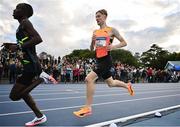 12 July 2024; Nick Griggs of Ireland on his way to finishing second the Albie Thomas Family/ Dublin Athletics Board Men's 5000m with a new pb of 13:13.07 during the Morton Games at Morton Stadium in Dublin. Photo by Sam Barnes/Sportsfile