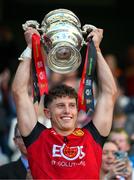 13 July 2024; The Down captain Pierce Laverty lifts the Tailteann Cup after the Tailteann Cup Final match between Down and Laois at Croke Park in Dublin. Photo by Ray McManus/Sportsfile