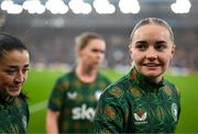 12 July 2024; Izzy Atkinson of Republic of Ireland before the 2025 UEFA Women's European Championship qualifying group A match between England and Republic of Ireland at Carrow Road in Norwich, England. Photo by Stephen McCarthy/Sportsfile