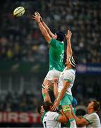 13 July 2024; Ryan Baird of Ireland wins a lineout from Eben Etzebeth of South Africa during the second test between South Africa and Ireland at Kings Park in Durban, South Africa. Photo by Brendan Moran/Sportsfile