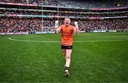 13 July 2024; Armagh goalkeeper Blaine Hughes celebrates after his side's victory in the GAA Football All-Ireland Senior Championship semi-final match between Armagh and Kerry at Croke Park in Dublin. Photo by Piaras Ó Mídheach/Sportsfile