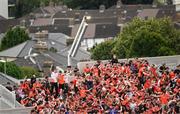 13 July 2024; Armagh supporters celebrate on hill 16 after the GAA Football All-Ireland Senior Championship semi-final match between Armagh and Kerry at Croke Park in Dublin. Photo by Daire Brennan/Sportsfile