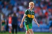13 July 2024; Cian Mannion, Coosan NS, Athlone, Westmeath, representing Kerry, in action during the GAA INTO Cumann na mBunscol Respect Exhibition Go Games at the GAA Football All-Ireland Senior Championship Semi-Final match between Armagh and Kerry at Croke Park in Dublin. Photo by Seb Daly/Sportsfile