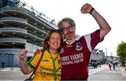 14 July 2024; Aoife and John Henry Flattery, from Milltown, Galway, before the GAA Football All-Ireland Senior Championship semi-final match between Donegal and Galway at Croke Park in Dublin. Photo by Seb Daly/Sportsfile