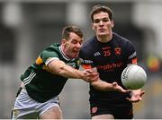 13 July 2024; Jarly Óg Burns of Armagh in action against Barry Dan O'Sullivan of Kerry during the GAA Football All-Ireland Senior Championship semi-final match between Armagh and Kerry at Croke Park in Dublin. Photo by Seb Daly/Sportsfile