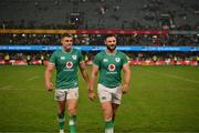 13 July 2024; Garry Ringrose, left, and Robbie Henshaw of Ireland after the second test between South Africa and Ireland at Kings Park in Durban, South Africa. Photo by Brendan Moran/Sportsfile