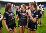 14 July 2024; Fermanagh players, from left, Nadine Johnston, Stephanie Gunn and Kate Murphy after the TG4 All-Ireland Junior Championship semi-final match between Fermanagh and Limerick at Glennon Brothers Pearse Park in Longford. Photo by Ben McShane/Sportsfile