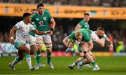 13 July 2024; Jamie Osborne of Ireland is tackled by RG Snyman of South Africa during the second test between South Africa and Ireland at Kings Park in Durban, South Africa. Photo by Brendan Moran/Sportsfile