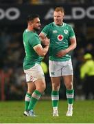 13 July 2024; Rónan Kelleher, left, and Ciarán Frawley of Ireland after the second test between South Africa and Ireland at Kings Park in Durban, South Africa. Photo by Brendan Moran/Sportsfile