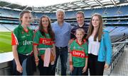 21 September 2013; On the eve of the All-Ireland Football Final, Mayo football legend Willie Joe Padden gave a unique tour of Croke Park stadium as part of the Bord Gáis Energy Legends Tour Series. Pictured with Willie are Mayo supporters, from left, Rachel, Kate, Sophie, Vincent and Sarah Naughton, from Crossmolina, Co. Mayo. Willie Joe Padden also received a framed photograph and plaque from John Conroy, Sponsorship, Bord Gais Energy, after the tour. This was the final Bord Gáis Energy Legends Tour for 2013 and previous tours included Legends such as Pat Gilroy, Ken McGrath, Tommy Dunne, Jamesie O’Connor and Steven McDonnell. Full details of other Croke Park events are available on www.crokepark.ie/events. Croke Park, Dublin. Picture credit: Brendan Moran / SPORTSFILE