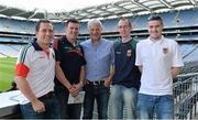 21 September 2013; On the eve of the All-Ireland Football Final Mayo football legend Willie Joe Padden gave a unique tour of Croke Park stadium as part of the Bord Gáis Energy Legends Tour Series. Pictured with Willie are, Mayo supporters, from left, Gary Gallagher, Benny Carey, Ciaran Gallagher, and Peter Carey, from Belmullet, Co. Mayo. Willie Joe Padden also received a framed photograph and plaque from John Conroy, Sponsorship, Bord Gais Energy, after the tour. This was the final Bord Gáis Energy Legends Tour for 2013 and previous tours included Legends such as Pat Gilroy, Ken McGrath, Tommy Dunne, Jamesie O’Connor and Steven McDonnell. Full details of other Croke Park events are available on www.crokepark.ie/events. Croke Park, Dublin. Picture credit: Brendan Moran / SPORTSFILE