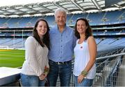 21 September 2013; On the eve of the All-Ireland Football Final Mayo football legend Willie Joe Padden gave a unique tour of Croke Park stadium as part of the Bord Gáis Energy Legends Tour Series. Pictured with Willie are Mayo supporters Caitriona and Siobhan Burke, from Foxford, Co. Mayo. Willie Joe Padden also received a framed photograph and plaque from John Conroy, Sponsorship, Bord Gais Energy, after the tour. This was the final Bord Gáis Energy Legends Tour for 2013 and previous tours included Legends such as Pat Gilroy, Ken McGrath, Tommy Dunne, Jamesie O’Connor and Steven McDonnell. Full details of other Croke Park events are available on www.crokepark.ie/events. Croke Park, Dublin. Picture credit: Brendan Moran / SPORTSFILE