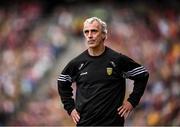 14 July 2024; Donegal manager Jim McGuinness reacts in the final moments during the GAA Football All-Ireland Senior Championship semi-final match between Donegal and Galway at Croke Park in Dublin. Photo by David Fitzgerald/Sportsfile