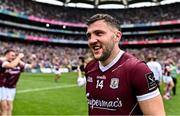14 July 2024; Damien Comer of Galway celebrates after his side's victory in the GAA Football All-Ireland Senior Championship semi-final match between Donegal and Galway at Croke Park in Dublin. Photo by Piaras Ó Mídheach/Sportsfile