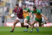 14 July 2024; Cillian McDaid of Galway in action against Caolan McColgan of Donegal, right, during the GAA Football All-Ireland Senior Championship semi-final match between Donegal and Galway at Croke Park in Dublin. Photo by Seb Daly/Sportsfile