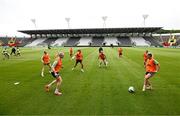 15 July 2024; A general view during a Republic of Ireland women's training session at Páirc Uí Chaoimh in Cork, featuring Louise Quinn and Jessie Stapleton, right. Photo by Stephen McCarthy/Sportsfile