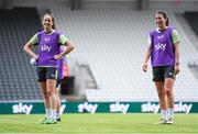 15 July 2024; Niamh Fahey, right, and Anna Patten during a Republic of Ireland women's training session at Páirc Uí Chaoimh in Cork. Photo by Stephen McCarthy/Sportsfile